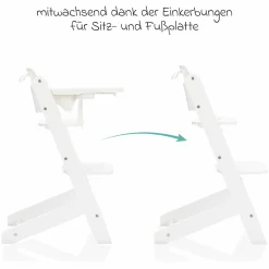 3in1 Hochstuhl-Set Pia Swing ab Geburt bis 85 kg mit Neugeborenenaufsatz, 5-Punkt-Gurt, abnehmbarem Essbrett mit Getränkehalter - Weiß