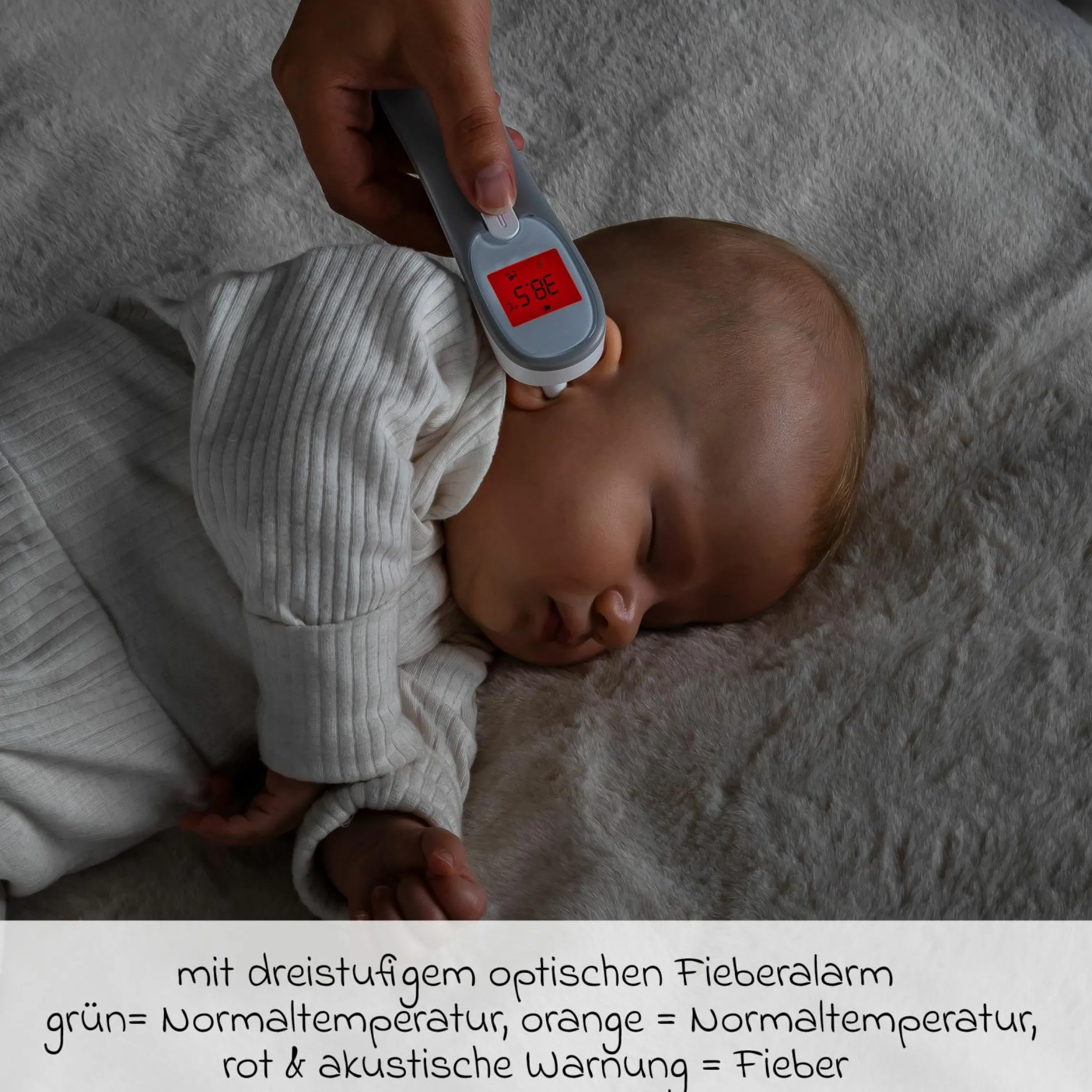 3in1 Infrarot-Fieberthermometer Colour EarTemp für Ohrmessung - Weiß Grau - Kollektion 2024