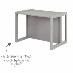 3in1 Kindersitzgruppe 1 Sitzbank & 1 Sitzhocker - Montessori - Grau