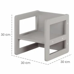 3in1 Kindersitzgruppe 1 Sitzbank & 1 Sitzhocker - Montessori - Grau