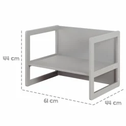 3in1 Kindersitzgruppe 1 Sitzbank & 1 Sitzhocker - Montessori - Grau
