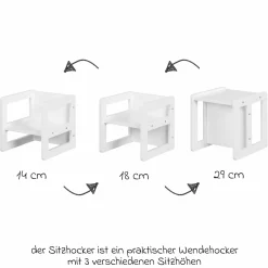 3in1 Kindersitzgruppe 1 Sitzbank & 1 Sitzhocker - Montessori - Weiß