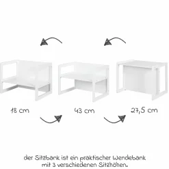3in1 Kindersitzgruppe 1 Sitzbank & 1 Sitzhocker - Montessori - Weiß