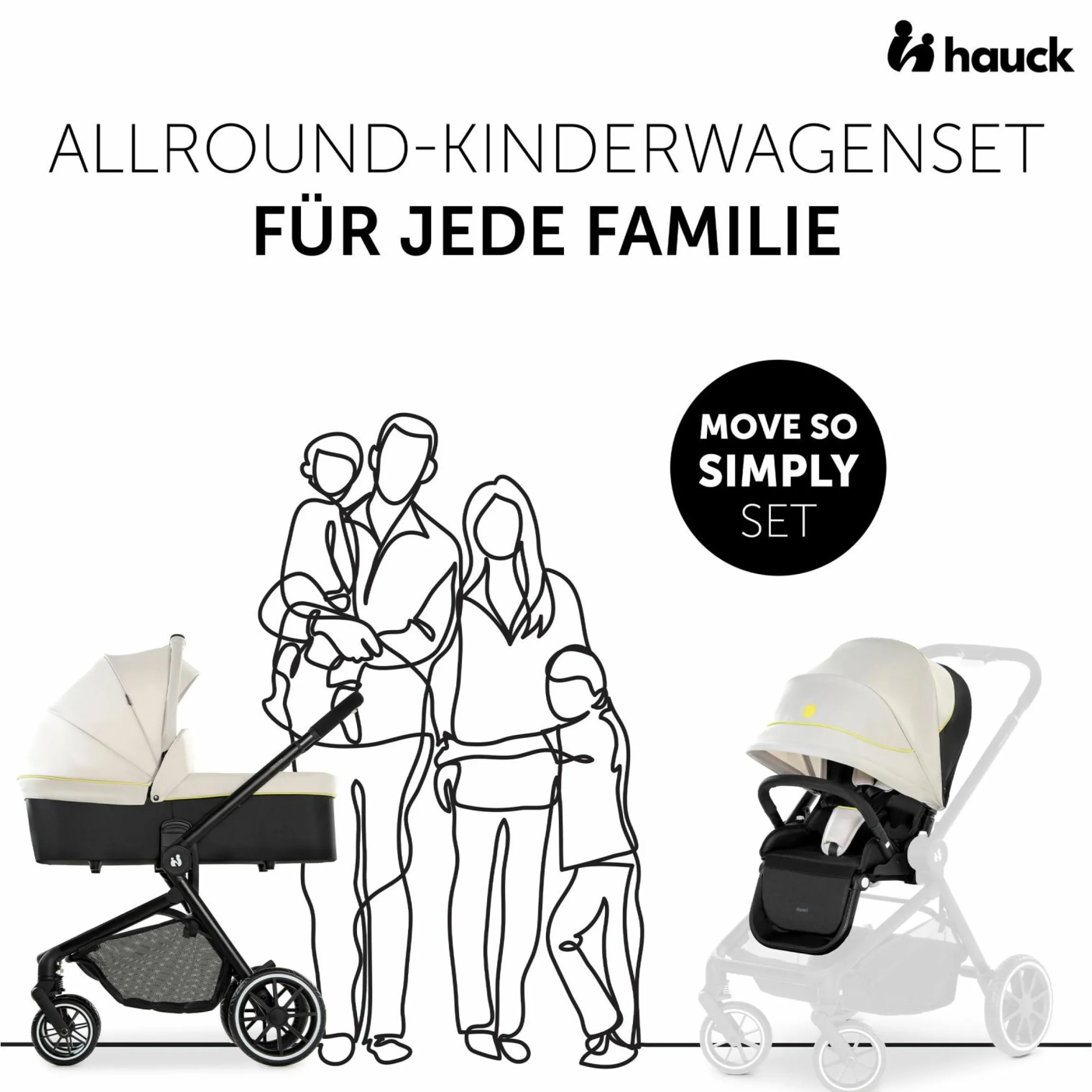 3in1 Kinderwagen-Set Move so Simply Trio Set inkl. Maxi-Cosi i-Size Pebble Pro - Beige Neon