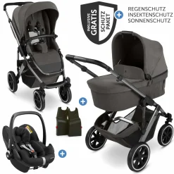 3in1 Kinderwagen-Set Salsa 5 Air - inkl. Babywanne, Autositz Pebble Pro, Sportsitz mit XXL Zubehörpaket - Almond