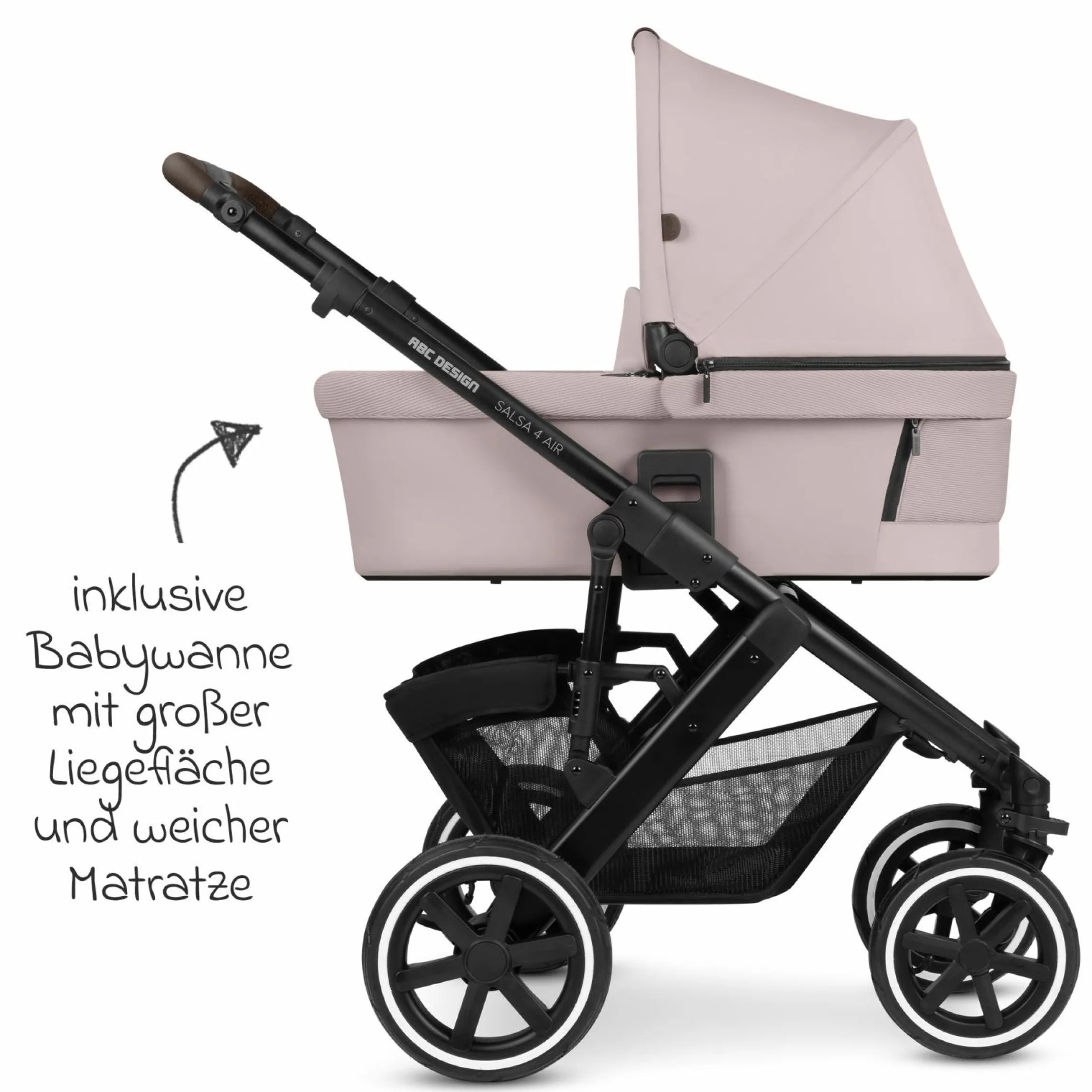 3in1 Kinderwagen-Set Salsa 4 Air - inkl. Babywanne, Autositz Pebble Pro, Sportsitz, Greifling, Buggybuch und XXL Zubehörpaket - Pure Edition - Berry