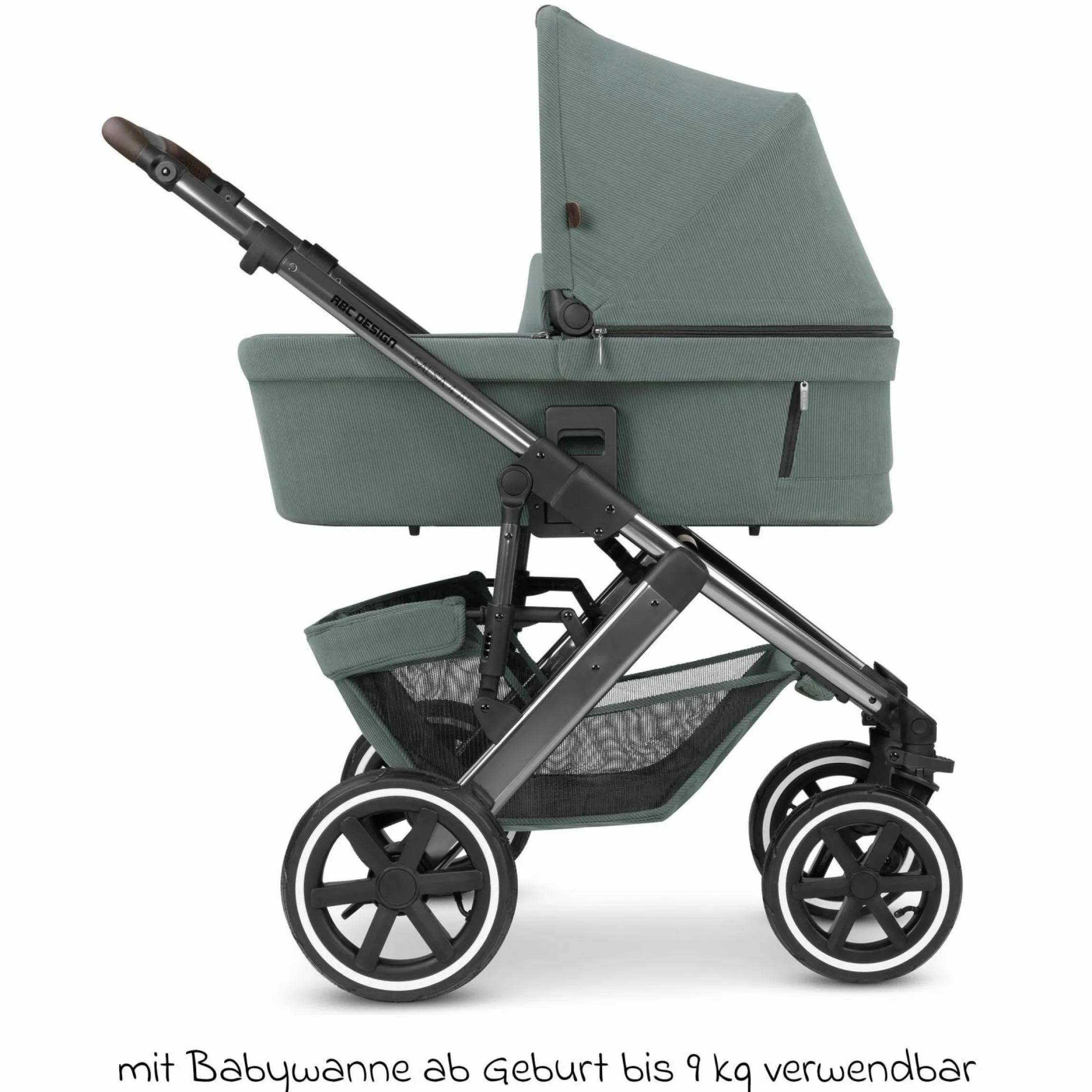 3in1 Kinderwagen-Set Salsa 4 Air - inkl. Babywanne, Babyschale Tulip, Sportsitz mit XXL Zubehörpaket - Aloe