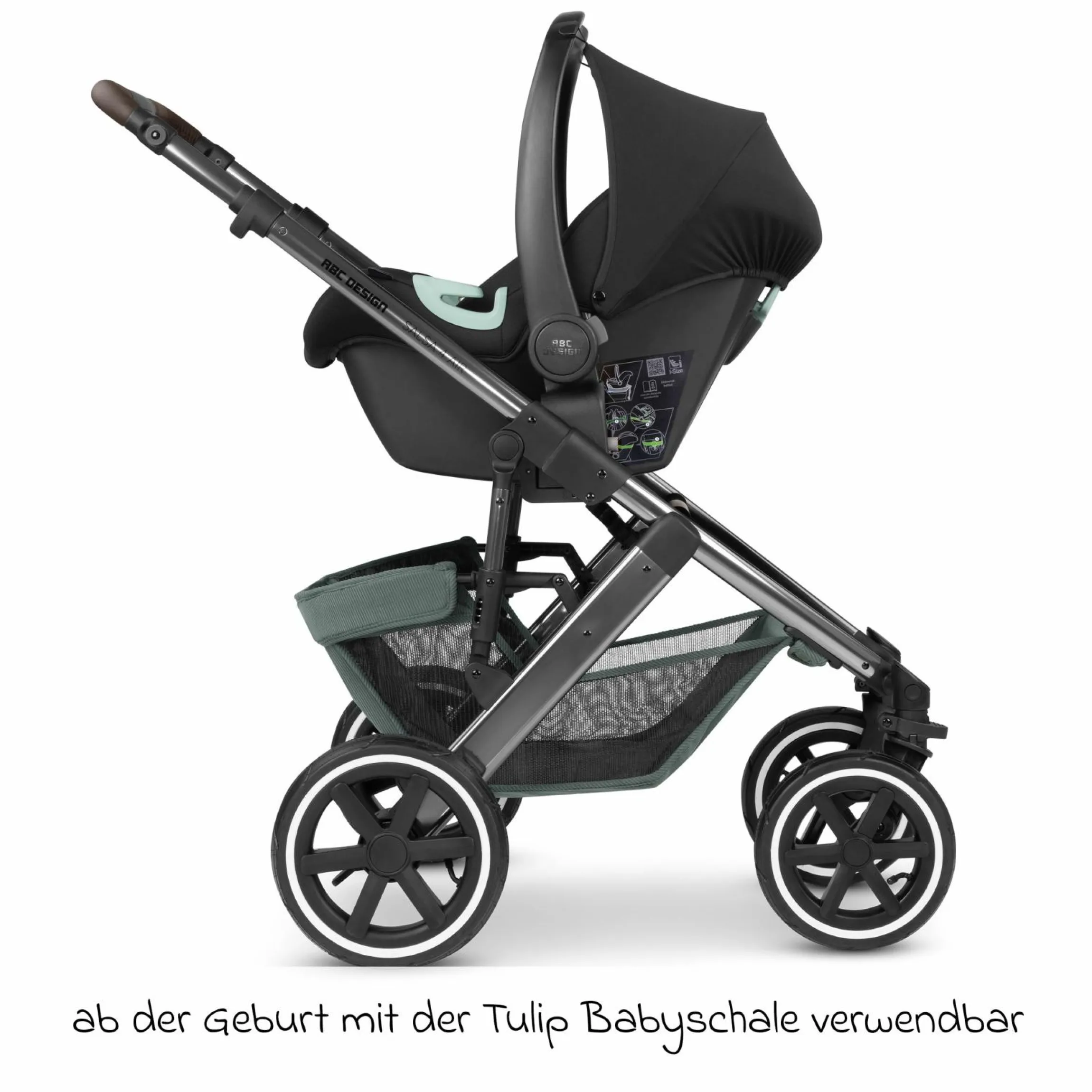 3in1 Kinderwagen-Set Salsa 4 Air - inkl. Babywanne, Babyschale Tulip, Sportsitz mit XXL Zubehörpaket - Aloe