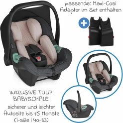 3in1 Kinderwagen-Set Salsa 4 Air - inkl. Babywanne, Autositz Tulip, Sportsitz und XXL Zubehörpaket - Pure Edition - Berry - Kollektion 2024