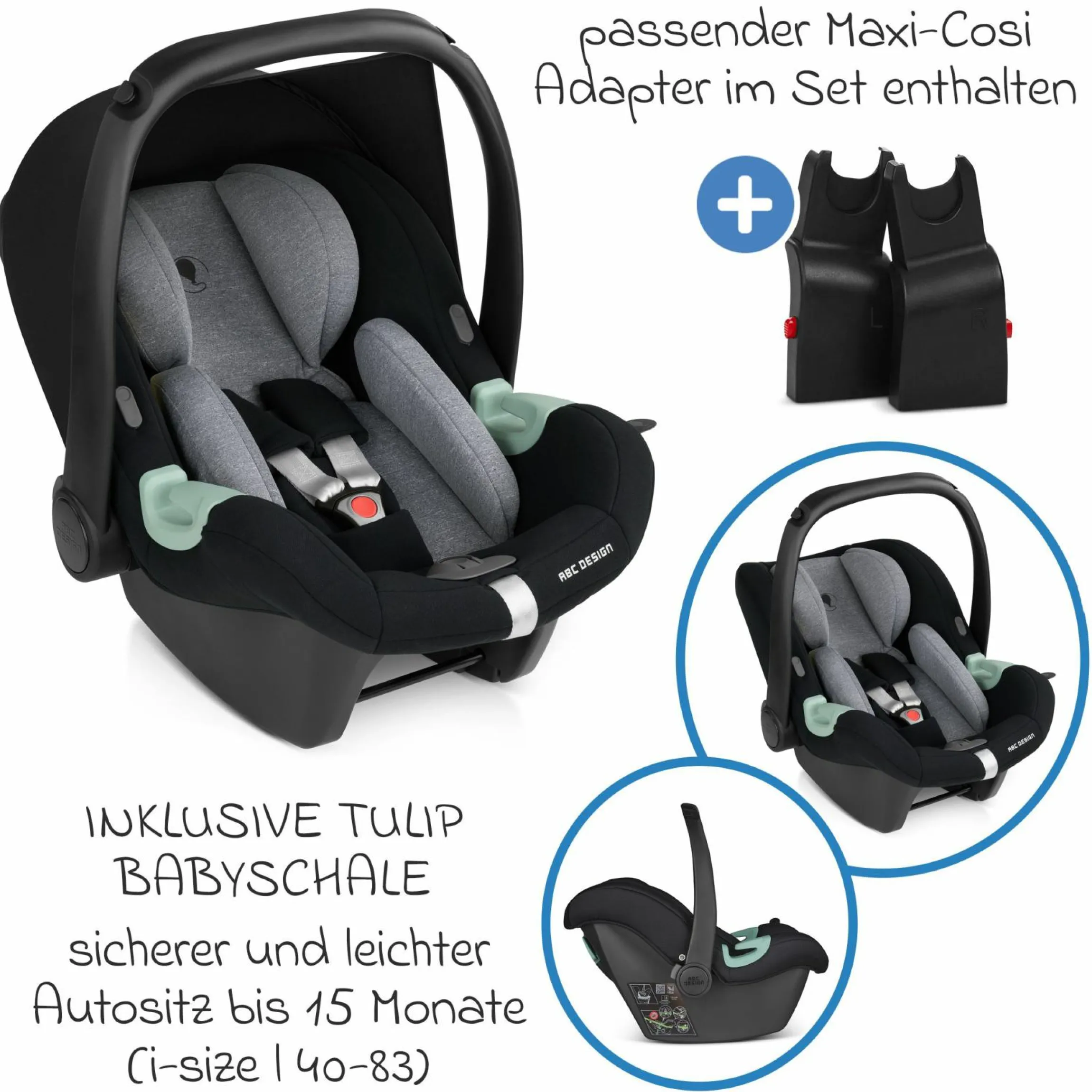 3in1 Kinderwagen-Set Salsa Run - Babywanne, Babyschale Tulip, Sportsitz & XXL Zubheörpaket (mit Sportzulassung, Luftbereifung & Handbremse) - Ink