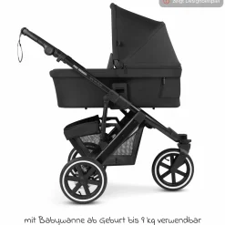 3in1 Kinderwagen-Set Salsa Run - Babywanne, Babyschale Tulip, Sportsitz & XXL Zubheörpaket (mit Sportzulassung, Luftbereifung & Handbremse) - Ink