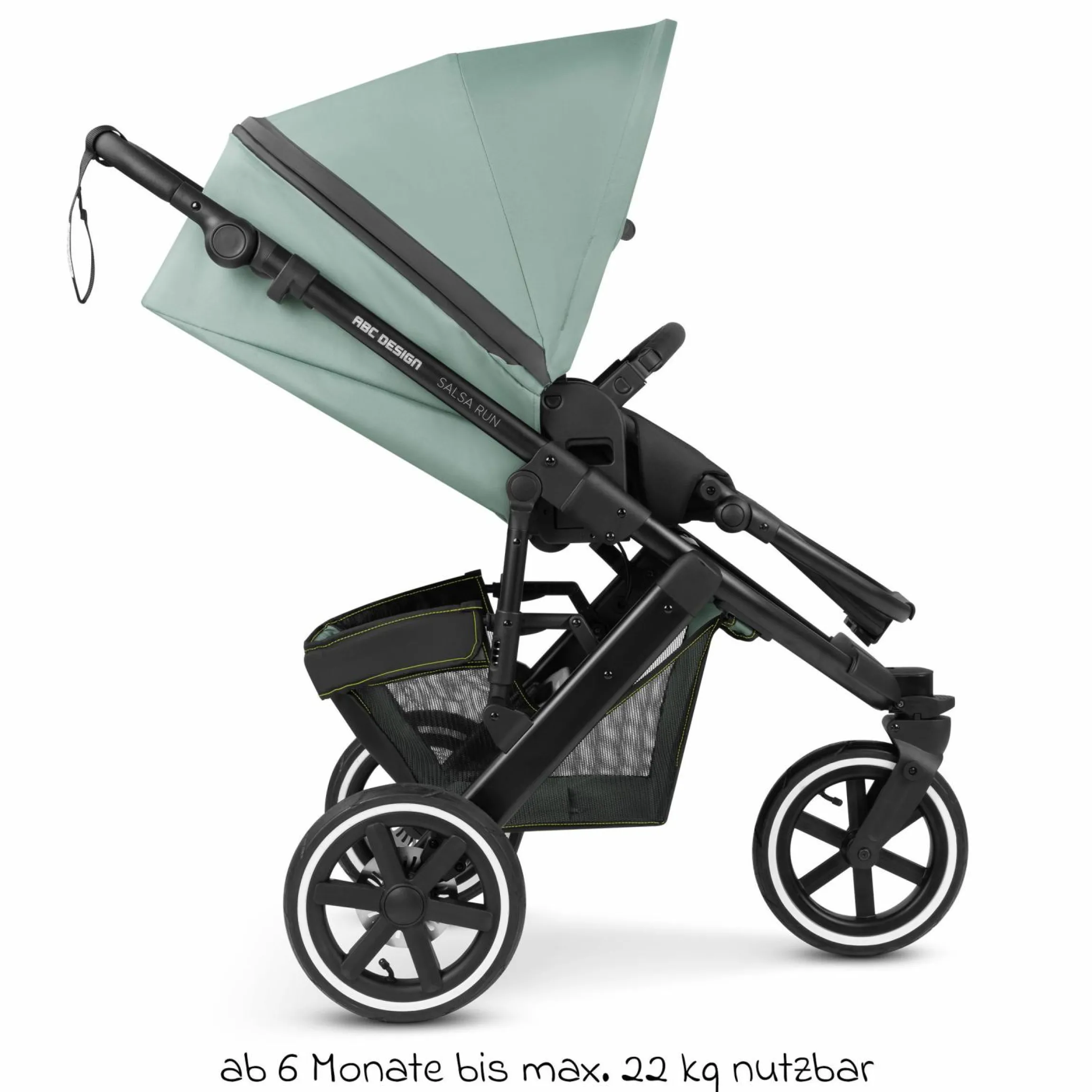 3in1 Kinderwagen-Set Salsa Run - Babywanne, Babyschale Tulip, Sportsitz & XXL Zubheörpaket (mit Sportzulassung, Luftbereifung & Handbremse) - Aqua