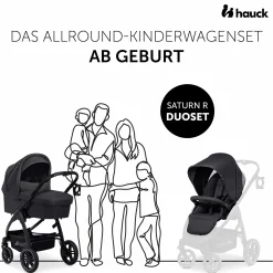3in1 Kinderwagen-Set Saturn R Trio Set inkl. Maxi-Cosi i-Size Pebble Pro & XXL Zubehörpaket - Melange Black