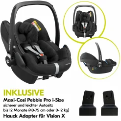 3in1 Kinderwagen-Set Vision X Trio Set Silver - inkl. Maxi-Cosi i-Size Pebble Pro & XXL Zubehörpaket - Melange Rose