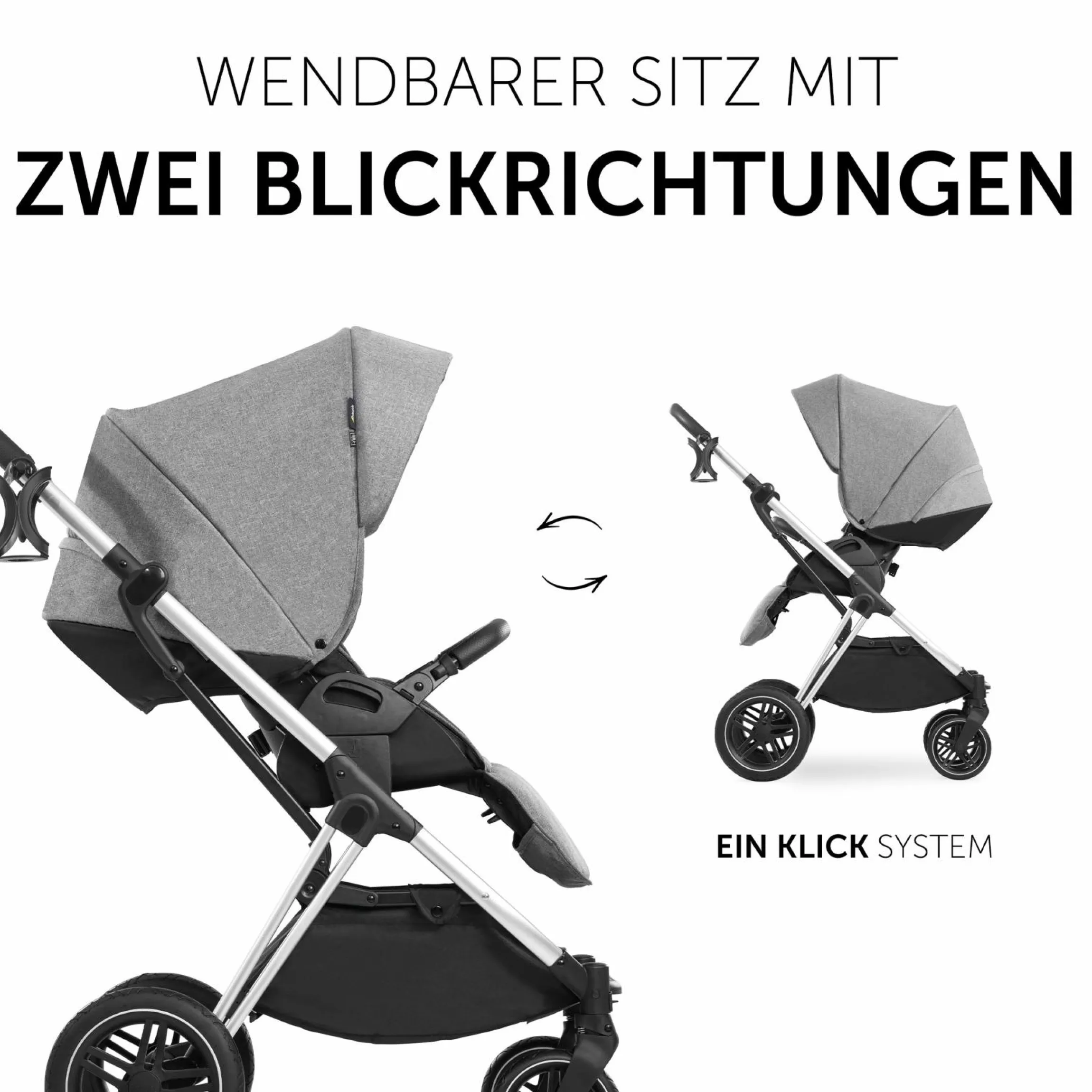 3in1 Kinderwagen-Set Vision X Trio Set Black - inkl. i-Size Babyschale Drive N Care & XXL Zubehörpaket - Melange Grey