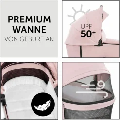 3in1 Kinderwagen-Set Vision X Trio Set Black - inkl. i-Size Babyschale Drive N Care & XXL Zubehörpaket - Melange Rose