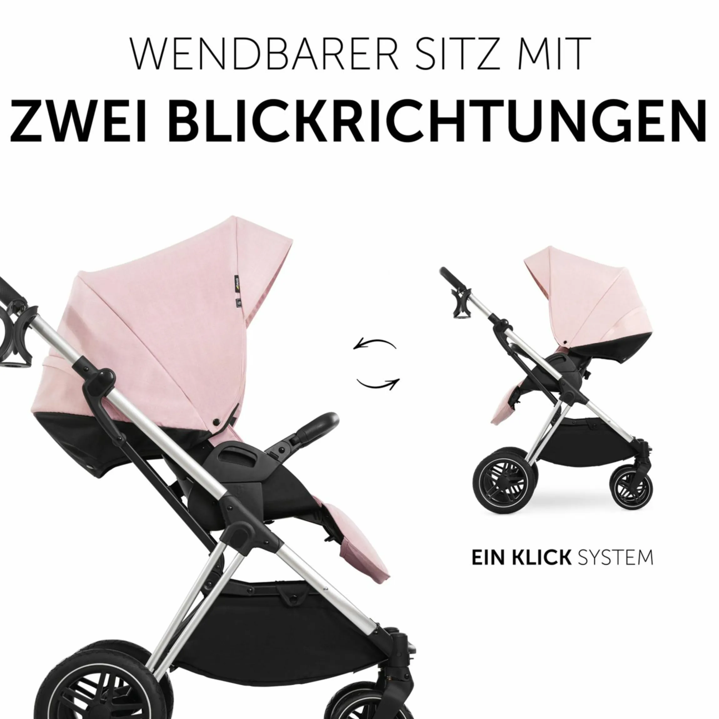 3in1 Kinderwagen-Set Vision X Trio Set Black - inkl. i-Size Babyschale Drive N Care & XXL Zubehörpaket - Melange Rose
