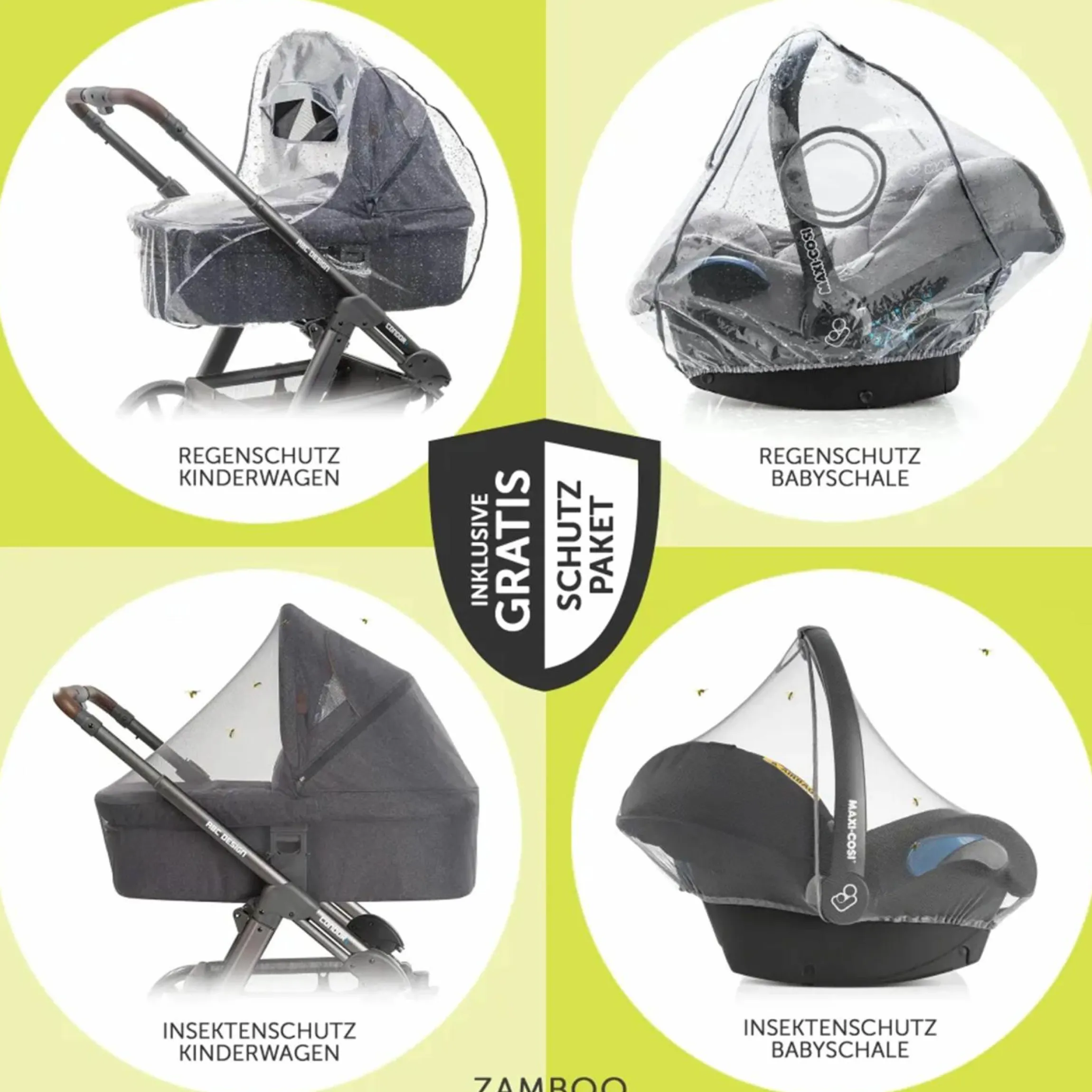 4in1 Kinderwagen-Set Vision X Trio Set - inkl. i-Size Babyschale & Isofix Base & XXL Zubehörset - Melange Beige