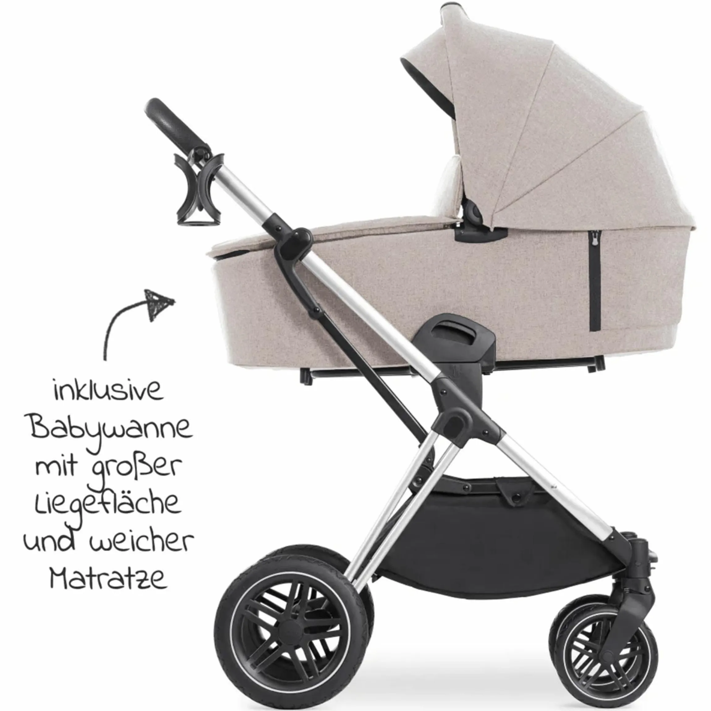 4in1 Kinderwagen-Set Vision X Trio Set - inkl. i-Size Babyschale & Isofix Base & XXL Zubehörset - Melange Beige