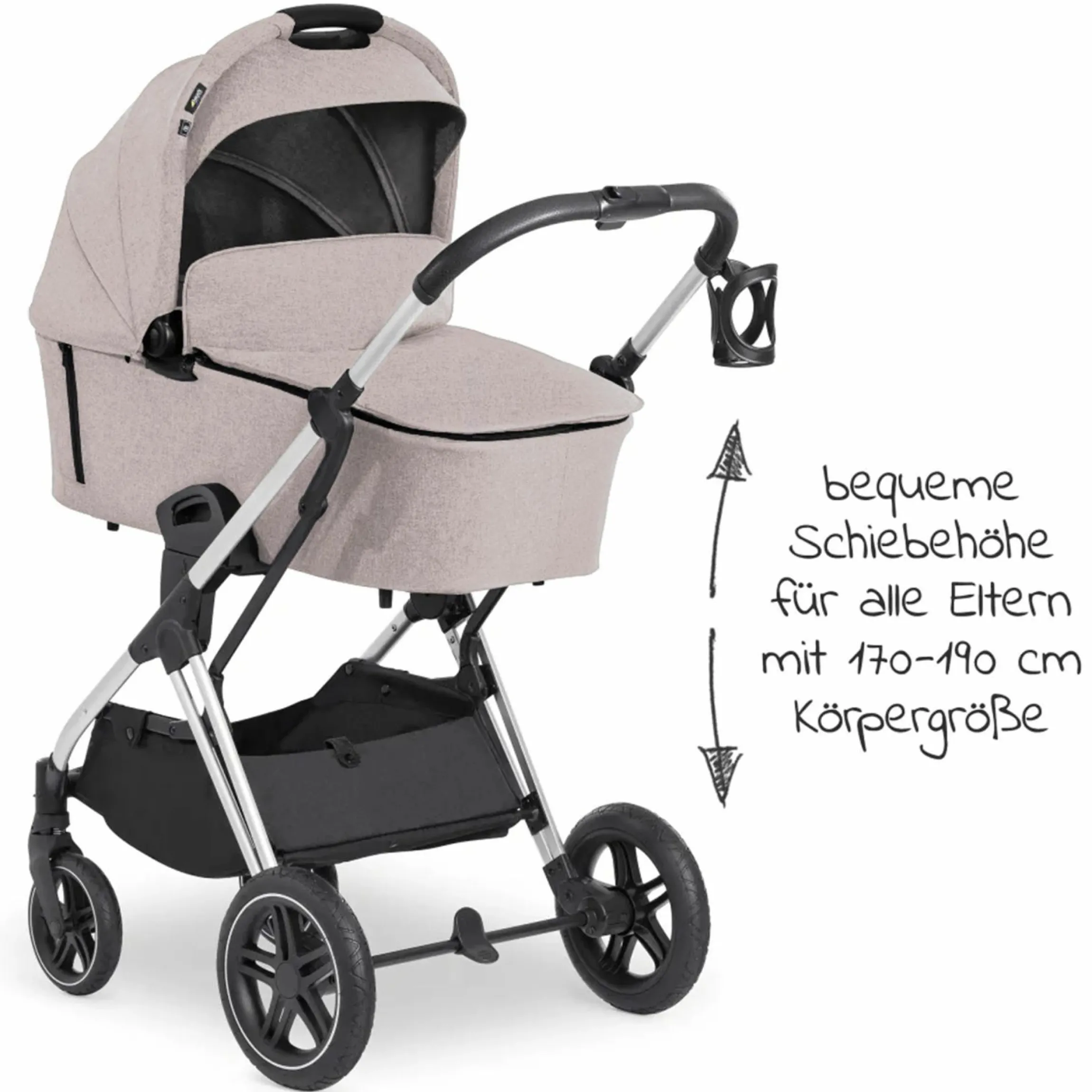 4in1 Kinderwagen-Set Vision X Trio Set - inkl. i-Size Babyschale & Isofix Base & XXL Zubehörset - Melange Beige