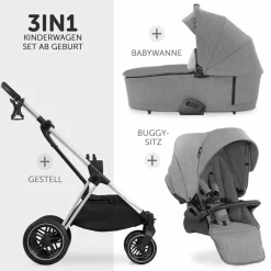 4in1 Kinderwagen-Set Vision X Trio Set - inkl. i-Size Babyschale & Isofix Base & XXL Zubehörset - Melange Grey