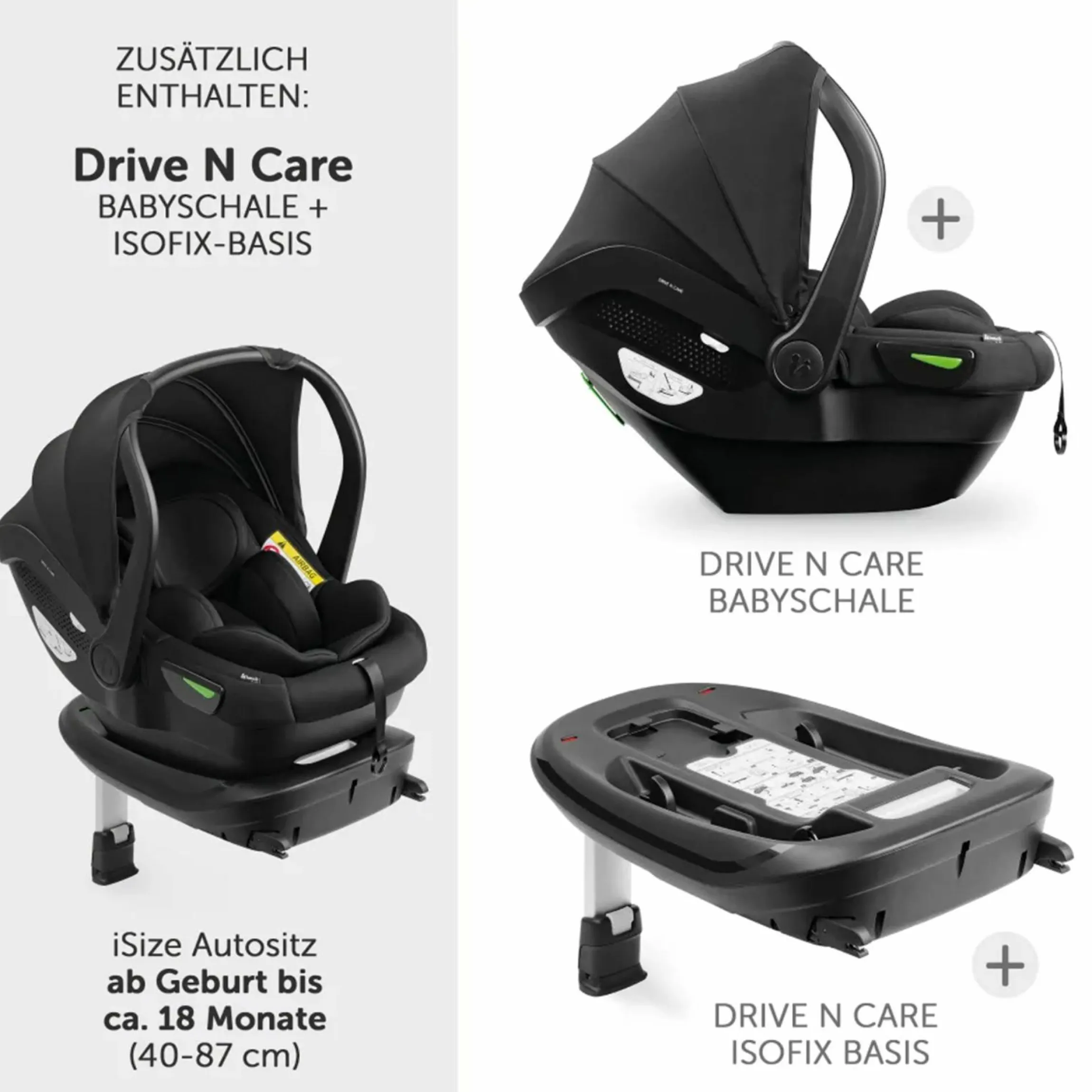 4in1 Kinderwagen-Set Vision X Trio Set - inkl. i-Size Babyschale & Isofix Base & XXL Zubehörset - Melange Grey
