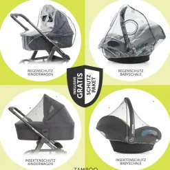 4in1 Kinderwagen-Set Vision X Trio Set - inkl. i-Size Babyschale & Isofix Base & XXL Zubehörset - Melange Grey