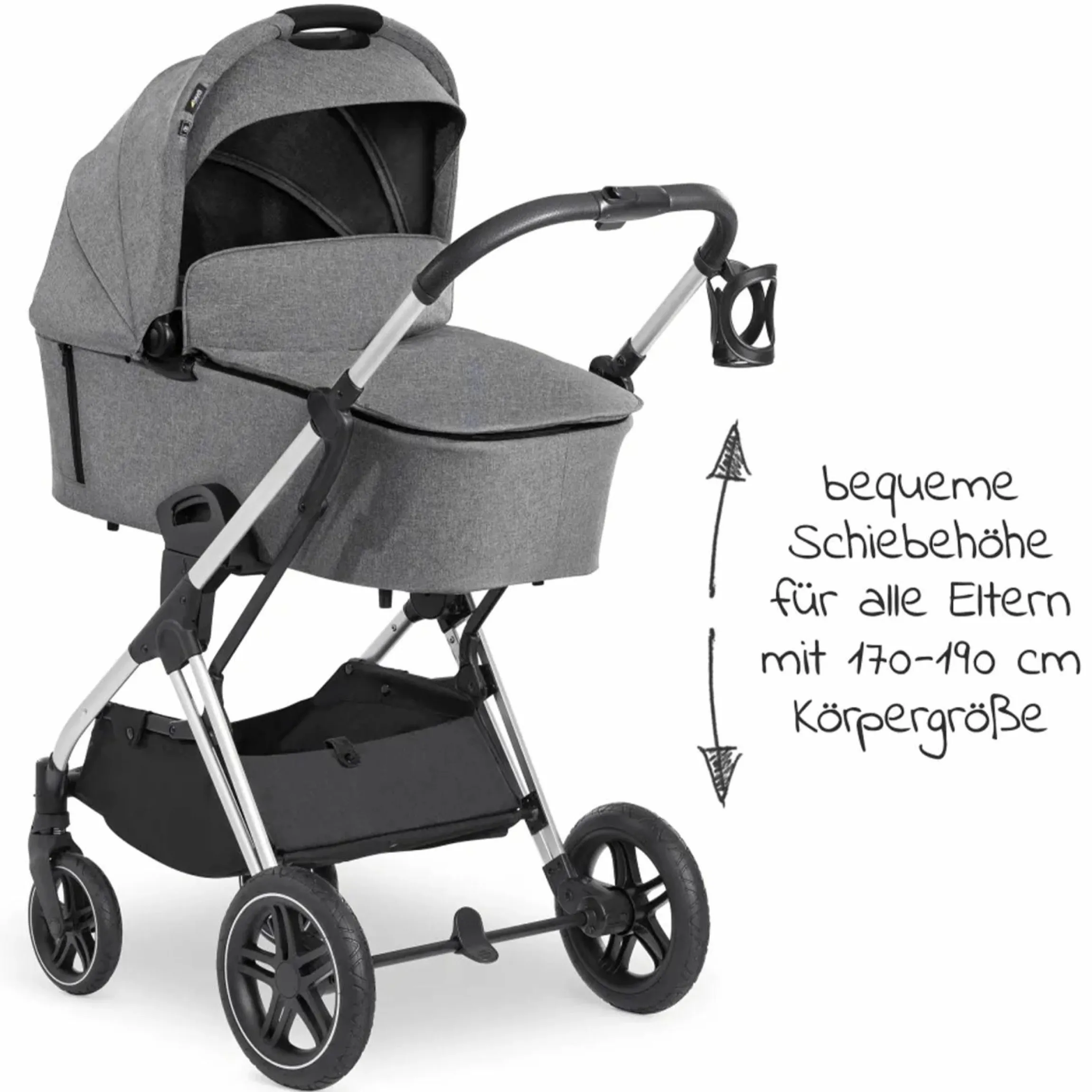4in1 Kinderwagen-Set Vision X Trio Set - inkl. i-Size Babyschale & Isofix Base & XXL Zubehörset - Melange Grey