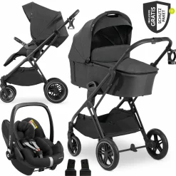 3in1 Kinderwagen-Set Vision X Trio Set Black - inkl. Maxi-Cosi i-Size Pebble Pro & XXL Zubehörpaket - Melange Black