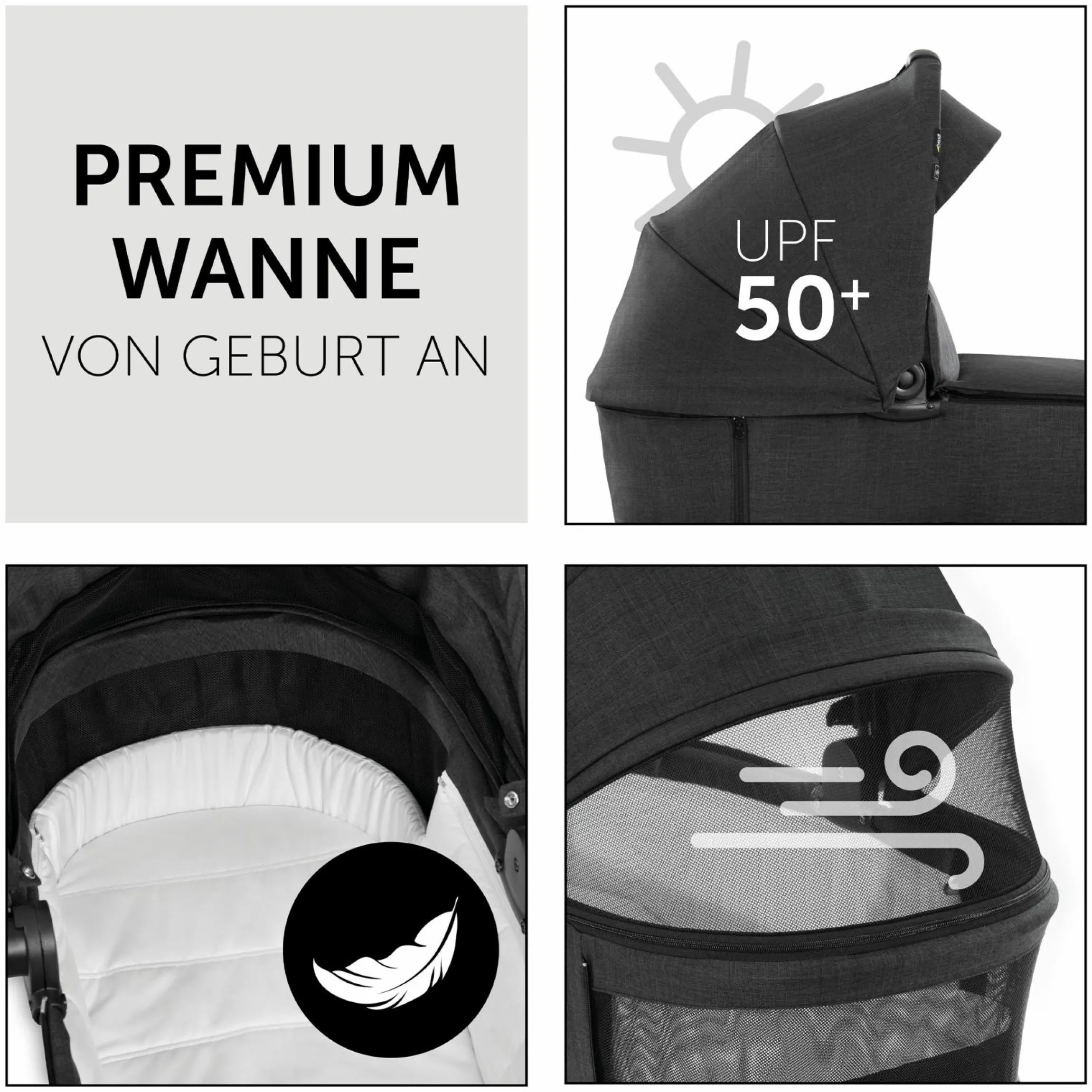 3in1 Kinderwagen-Set Vision X Trio Set Black - inkl. Maxi-Cosi i-Size Pebble Pro & XXL Zubehörpaket - Melange Black