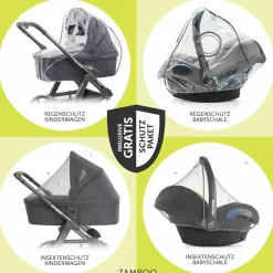 4in1 Kinderwagen-Set Vision X Trio Set - inkl. i-Size Babyschale & Isofix Base & XXL Zubehörset - Melange Black
