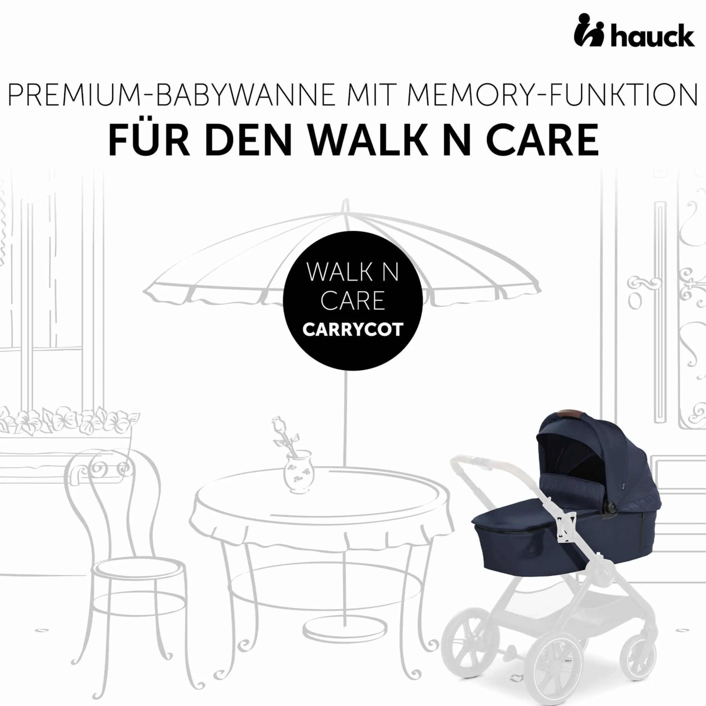 3in1 Kinderwagen-Set Walk N Care Trio Set inkl. i-Size Babyschale Drive N Care & XXL Zubehörpaket - Dark Navy Blue