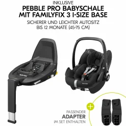 4in1 Kinderwagen-Set Walk N Care Trio Set inkl. Maxi-Cosi i-Size Pebble Pro & Isofix Basis FamilyFix3 & XXL Zubehörset - Beige