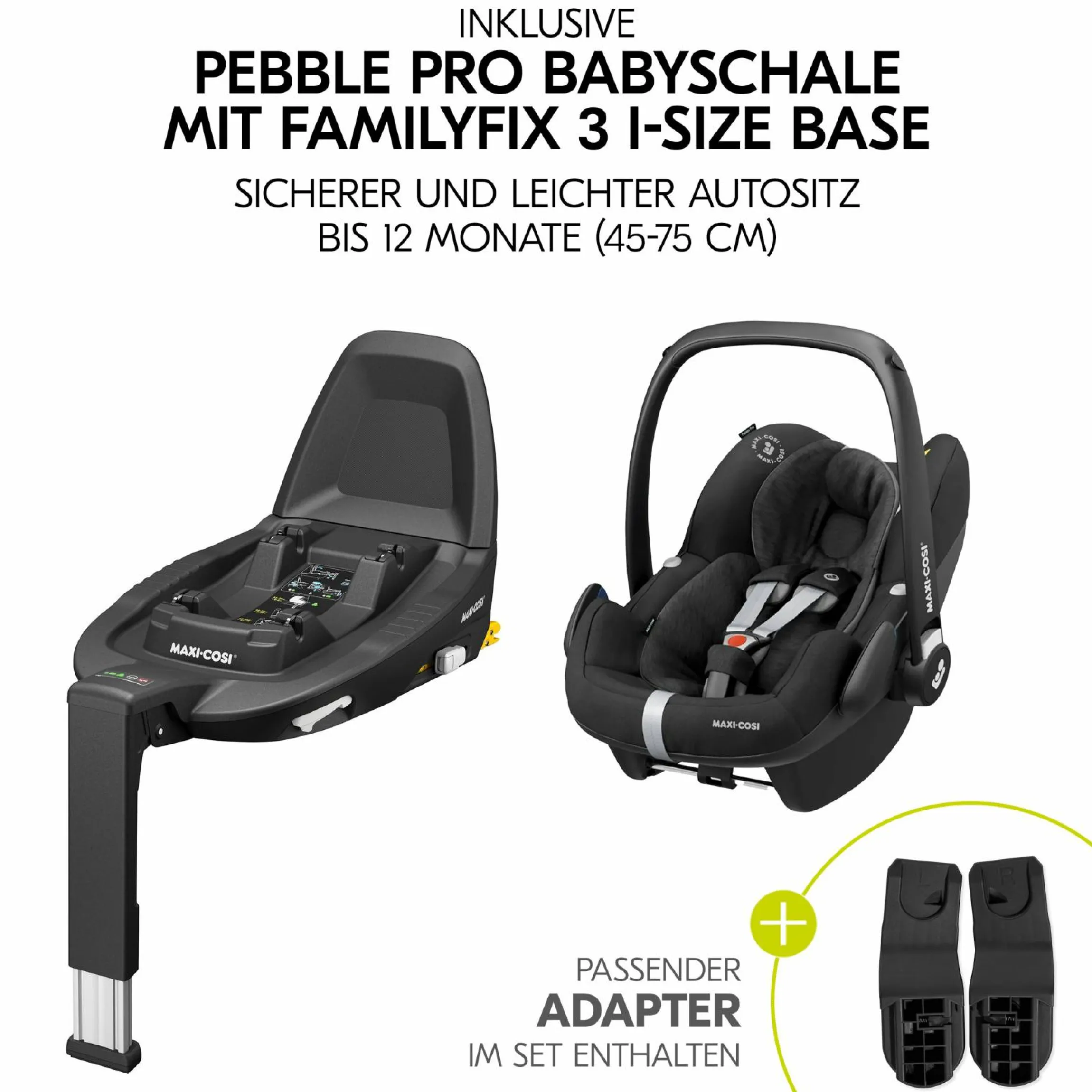 4in1 Kinderwagen-Set Walk N Care Trio Set inkl. Maxi-Cosi i-Size Pebble Pro & Isofix Basis FamilyFix3 & XXL Zubehörset - Beige