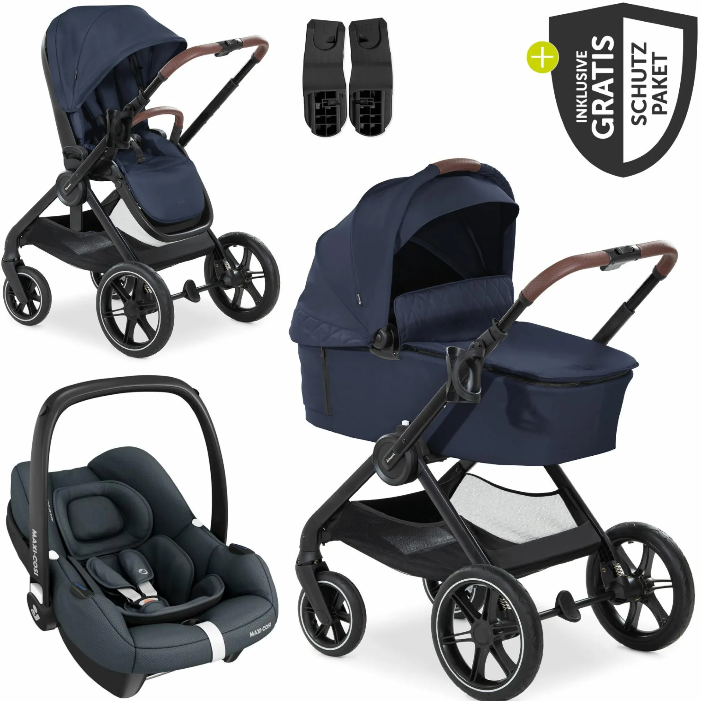 3in1 Kinderwagen-Set Walk N Care Trio Set inkl. Maxi-Cosi i-Size Cabriofix & XXL Zubehörpaket - Dark Navy Blue