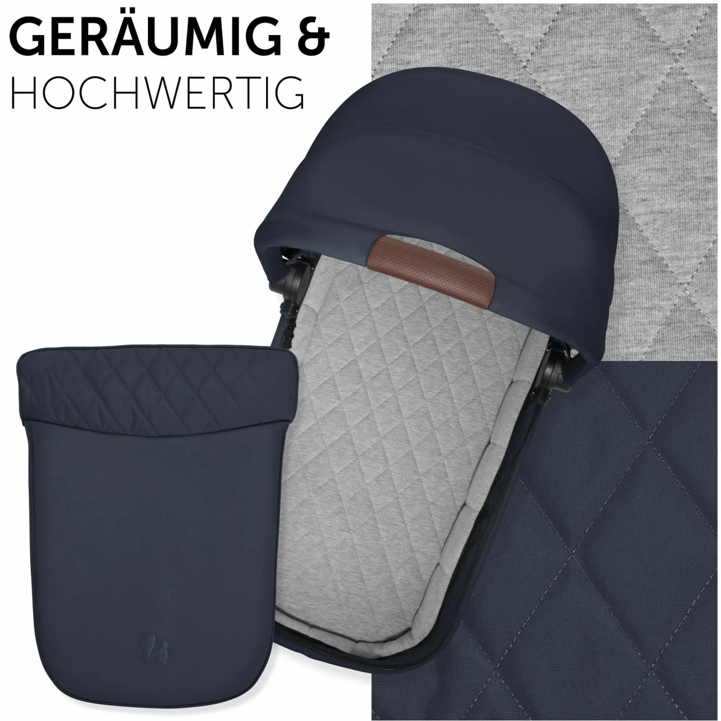 3in1 Kinderwagen-Set Walk N Care Trio Set inkl. Maxi-Cosi i-Size Cabriofix & XXL Zubehörpaket - Dark Navy Blue