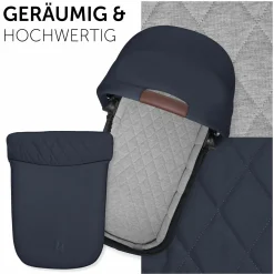 4in1 Kinderwagen-Set Walk N Care Trio Set inkl. Maxi-Cosi i-Size Pebble Pro & Isofix Basis FamilyFix3 & XXL Zubehörset - Dark Blue