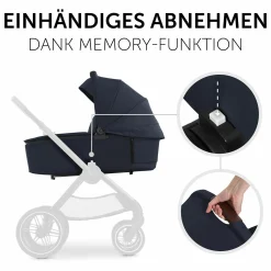4in1 Kinderwagen-Set Walk N Care Trio Set inkl. i-Size Babyschale & Isofix Base & XXL Zubehörset - Dark Navy Blue