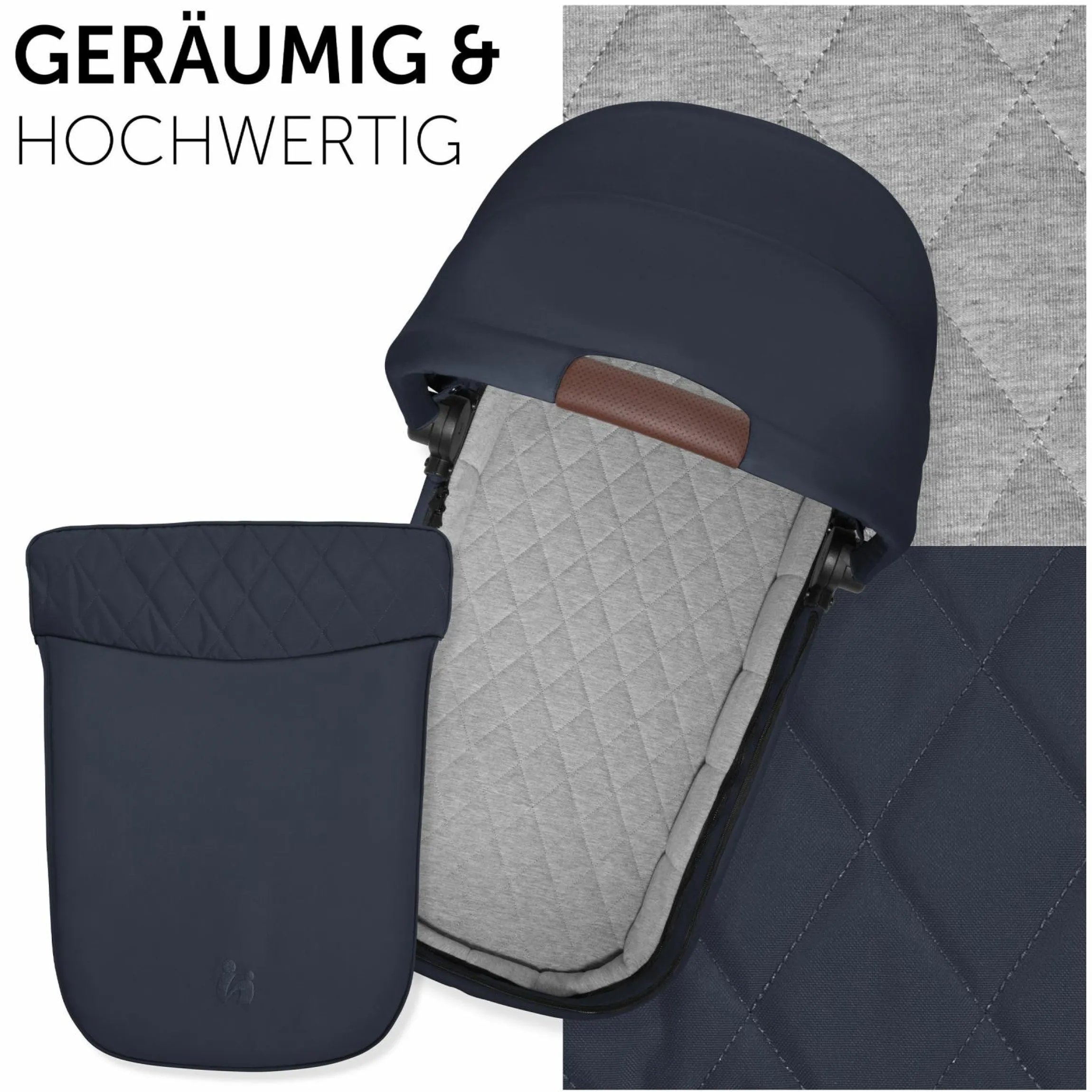 4in1 Kinderwagen-Set Walk N Care Trio Set inkl. i-Size Babyschale & Isofix Base & XXL Zubehörset - Dark Navy Blue