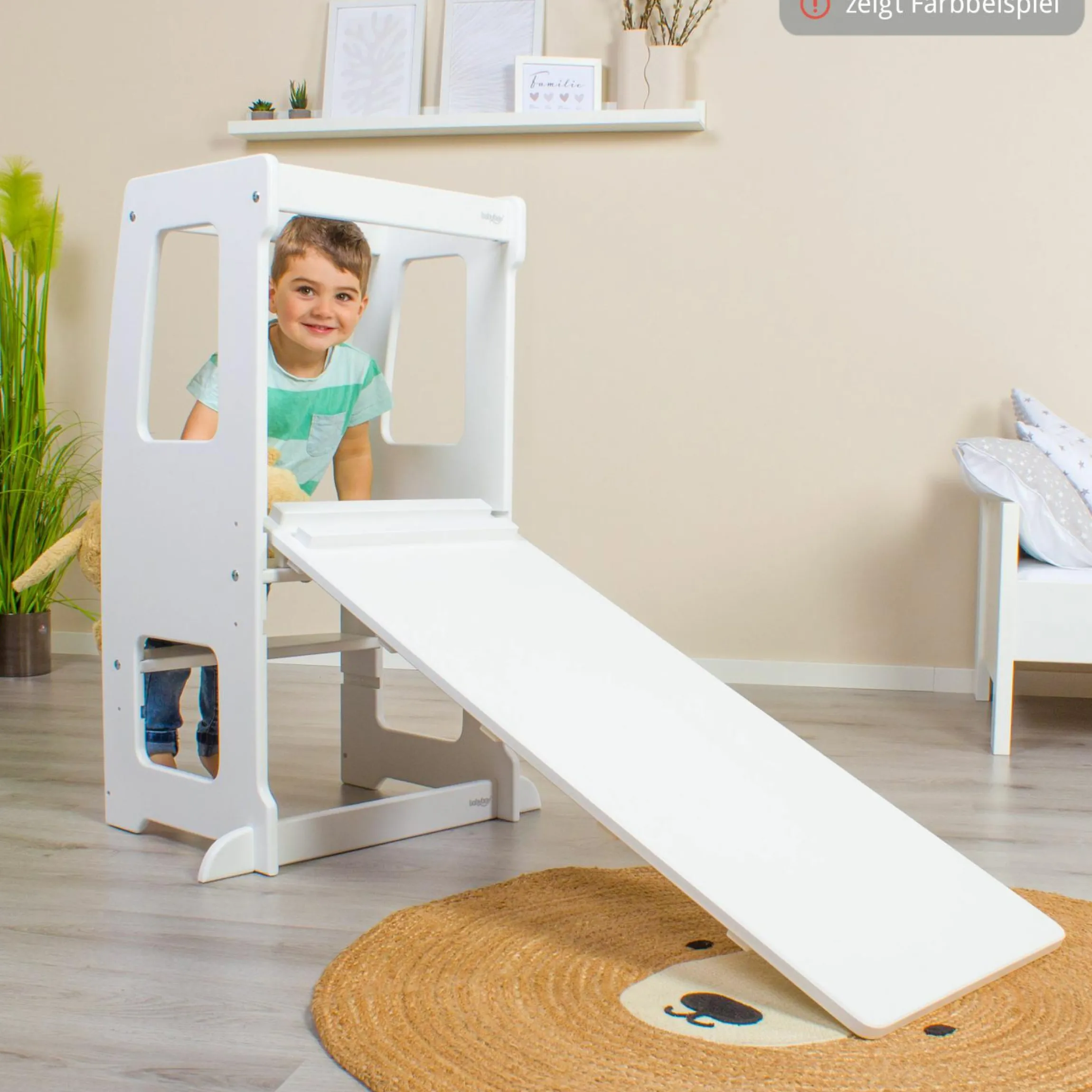 2in1 Kletterleiter & Rutsche für Littlefoot Lernturm und Kletterdreieck - Natur lackiert