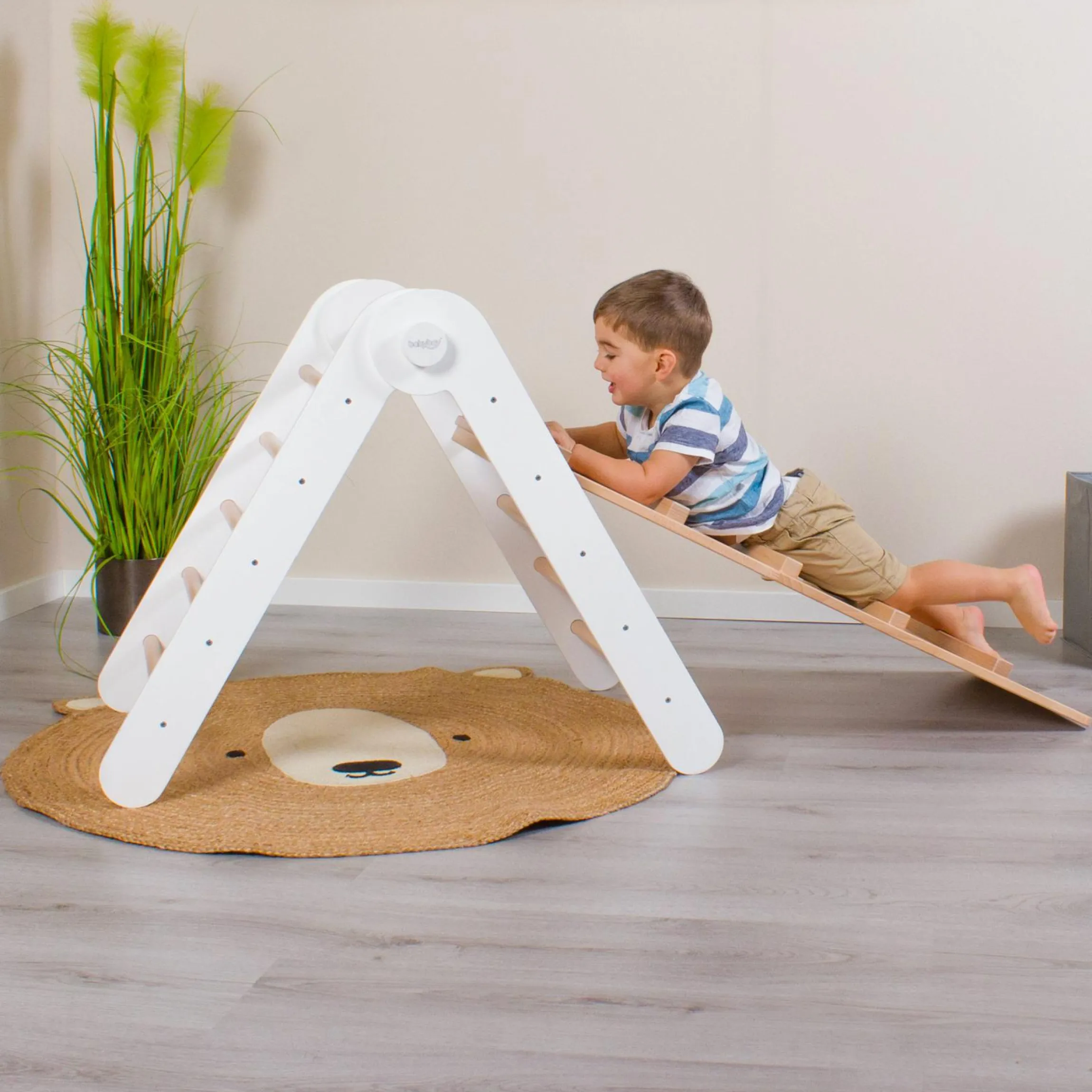 2in1 Kletterleiter & Rutsche für Littlefoot Lernturm und Kletterdreieck - Natur lackiert