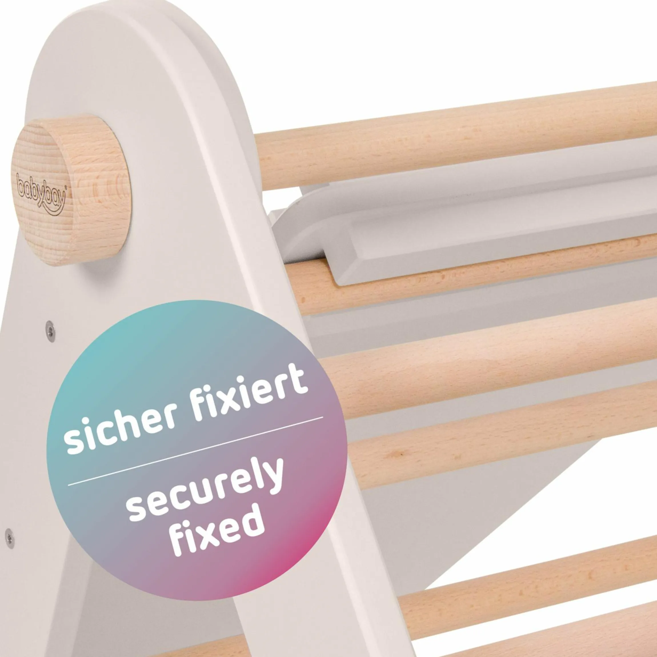 2in1 Kletterleiter & Rutsche für Littlefoot Lernturm und Kletterdreieck - Beige lackiert
