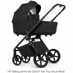 2in1 Kombi-Kinderwagen Claro bis 22 kg mit Babywanne, Sportsitz, Teleskopschieber, Liegeposition inkl. Regenschutz, Beindecke & Wickeltasche mit Wickeunterlage - Noir - Kollektion 2025