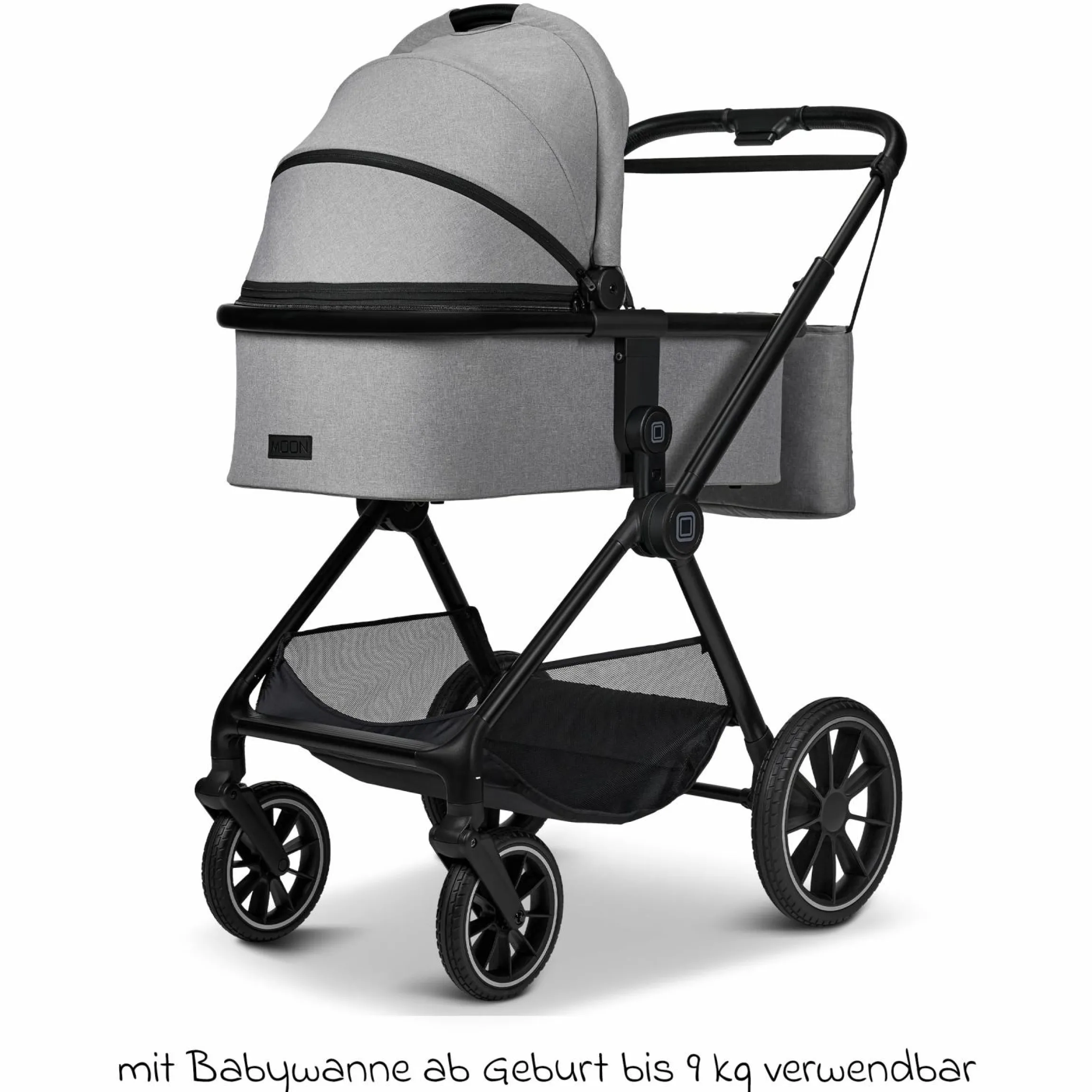 2in1 Kombi-Kinderwagen Clicc bis 22 kg mit Liegeposition, Babywanne, umsetzbare Sitzeinheit, Teleskopschieber inkl. Regenschutz, Wickeltasche, Fußsack & Adapter - Stone Melange