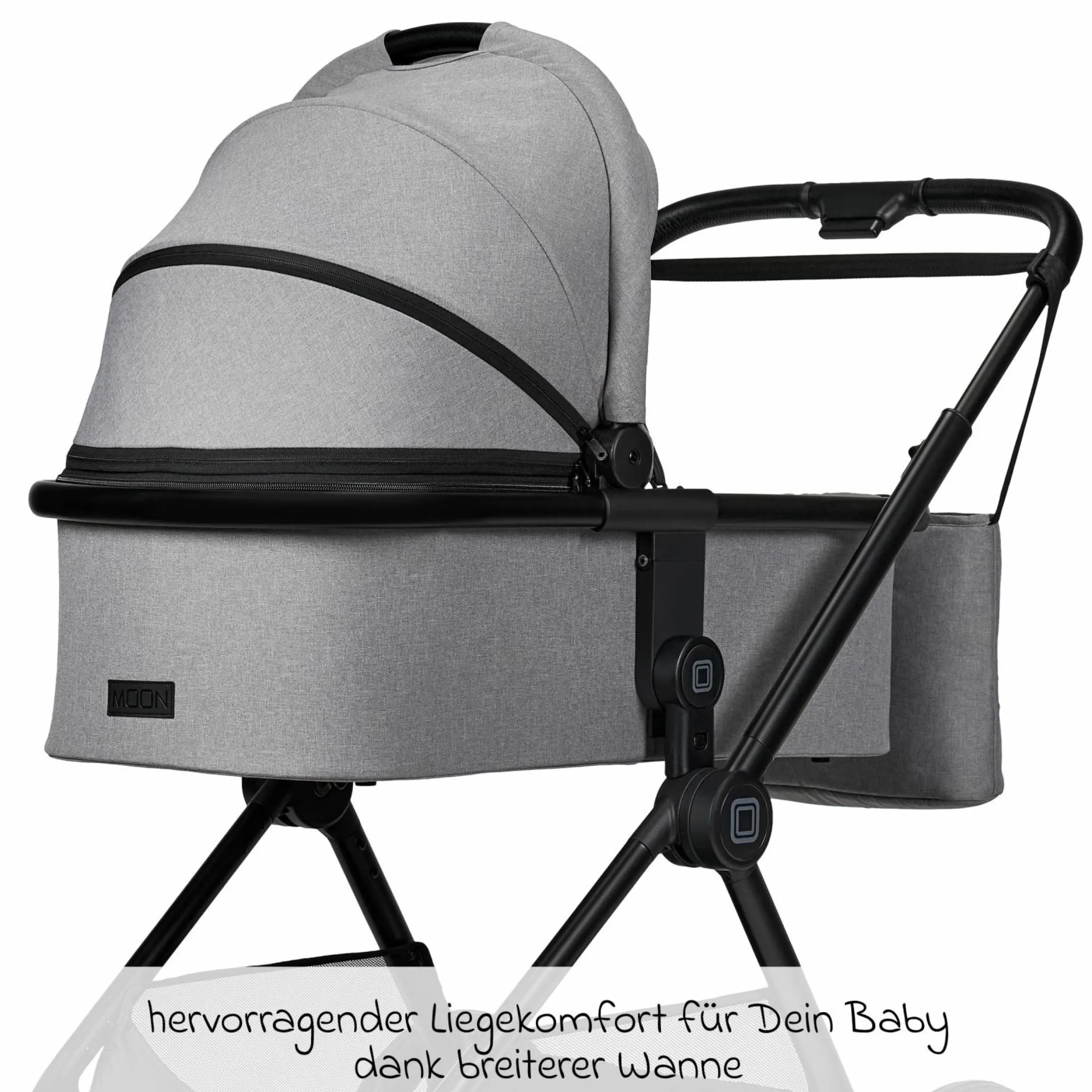 2in1 Kombi-Kinderwagen Clicc bis 22 kg mit Liegeposition, Babywanne, umsetzbare Sitzeinheit, Teleskopschieber inkl. Regenschutz, Wickeltasche, Fußsack & Adapter - Stone Melange