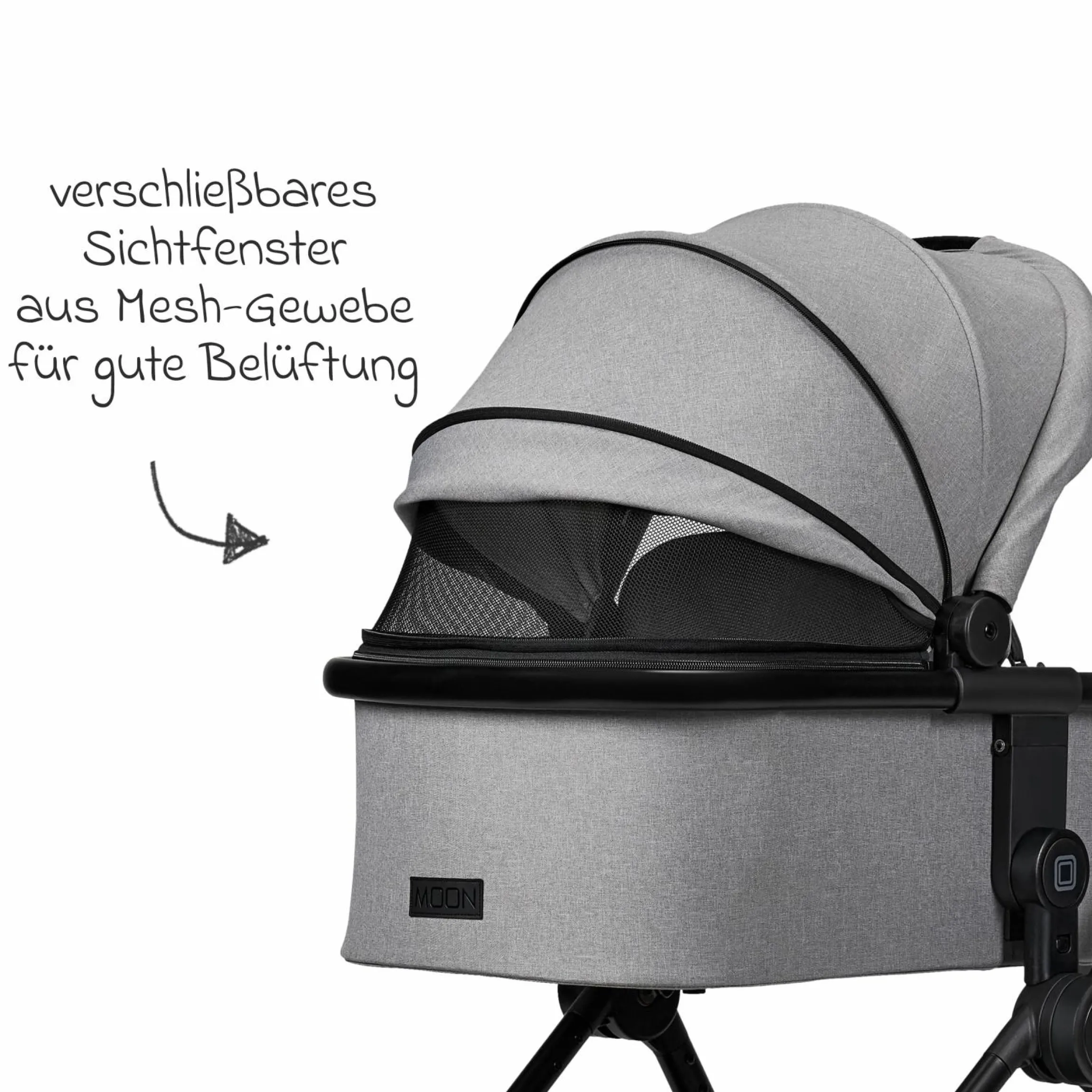 2in1 Kombi-Kinderwagen Clicc bis 22 kg mit Liegeposition, Babywanne, umsetzbare Sitzeinheit, Teleskopschieber inkl. Regenschutz, Wickeltasche, Fußsack & Adapter - Stone Melange