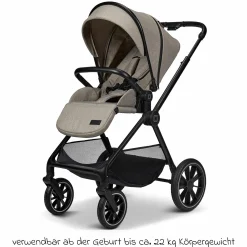 2in1 Kombi-Kinderwagen Clicc bis 22 kg mit Liegeposition, Babywanne, umsetzbare Sitzeinheit, Teleskopschieber inkl. Regenschutz, Wickeltasche, Fußsack & Adapter - Mud Melange