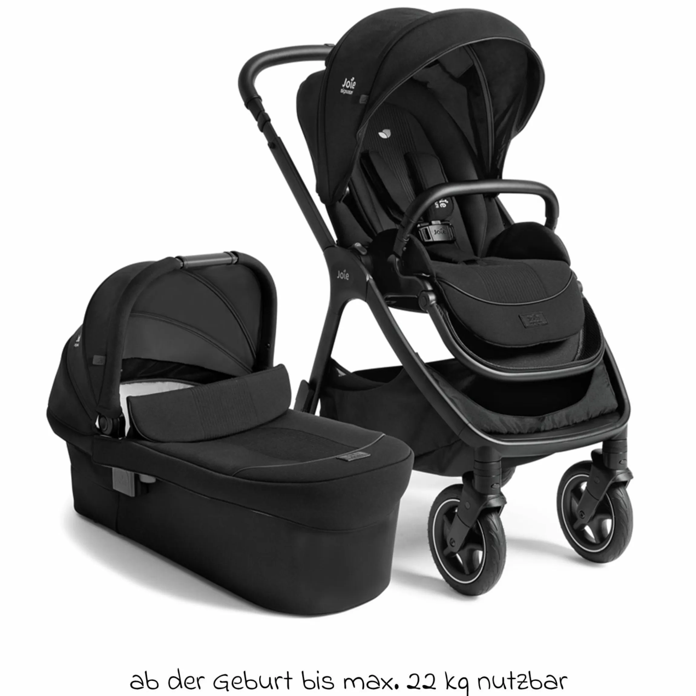 2in1 Kombi-Kinderwagen Finiti bis 22 kg belastbar mit Babywanne Ramble XL, Teleskopschieber, umsetzbare Sitzeinheit, inkl. Adapter & Regenverdeck - Signature - Eclipse