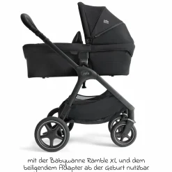 2in1 Kombi-Kinderwagen Finiti bis 22 kg belastbar mit Babywanne Ramble XL, Teleskopschieber, umsetzbare Sitzeinheit, inkl. Adapter & Regenverdeck - Signature - Eclipse
