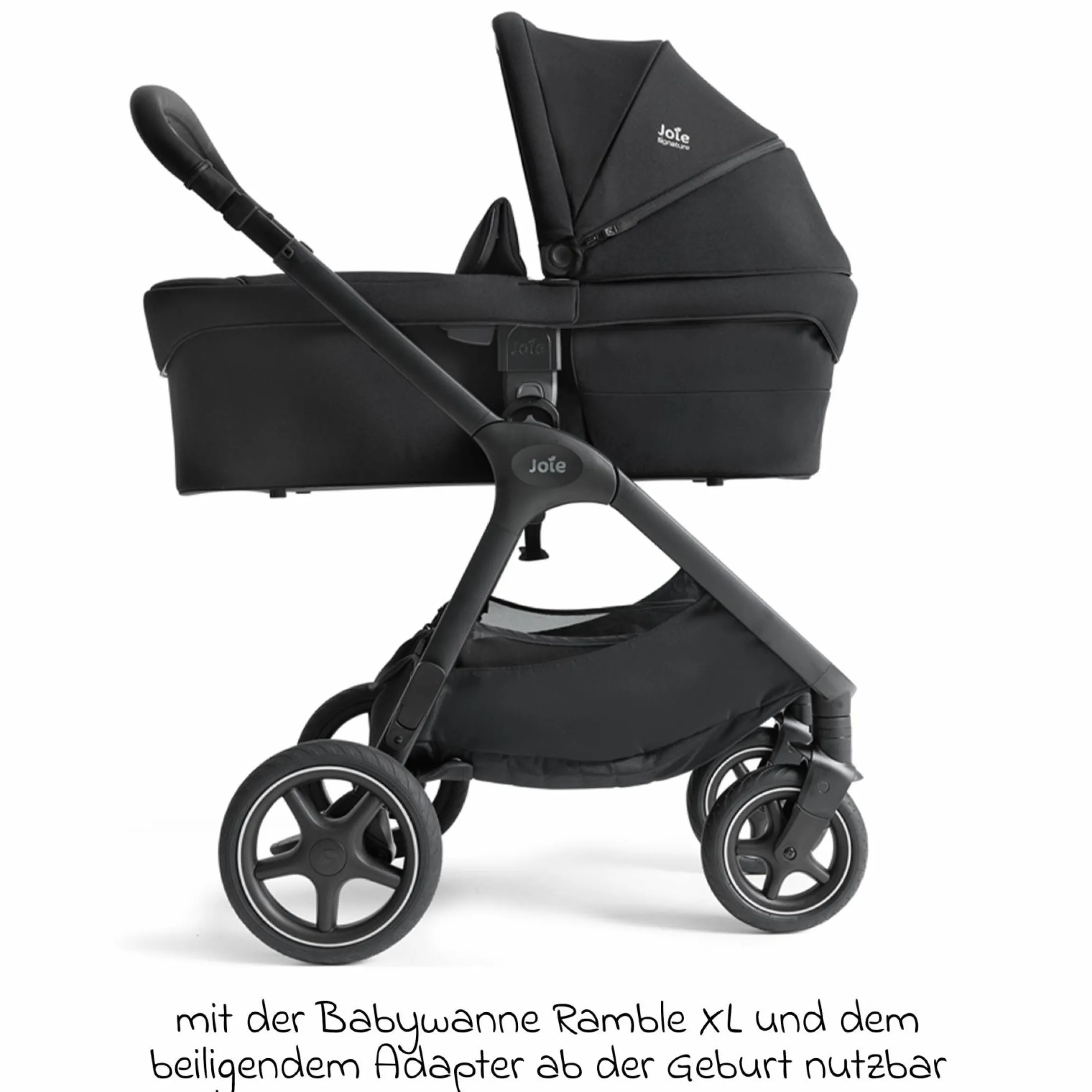 2in1 Kombi-Kinderwagen Finiti bis 22 kg belastbar mit Babywanne Ramble XL, Teleskopschieber, umsetzbare Sitzeinheit, inkl. Adapter & Regenverdeck - Signature - Eclipse